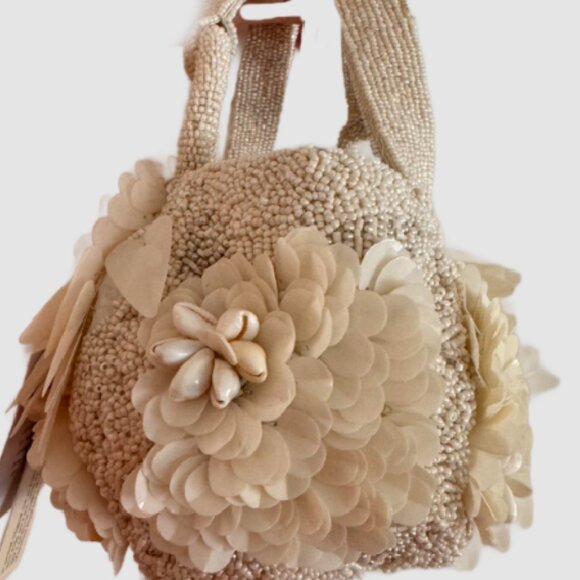 White Beaded Bag Made in India - Picture 5 of 5